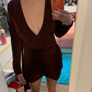 Red long sleeve mini dress